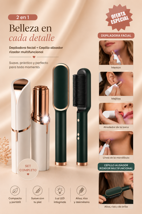 Depiladora Facial + Cepillo Alisador DE REGALO