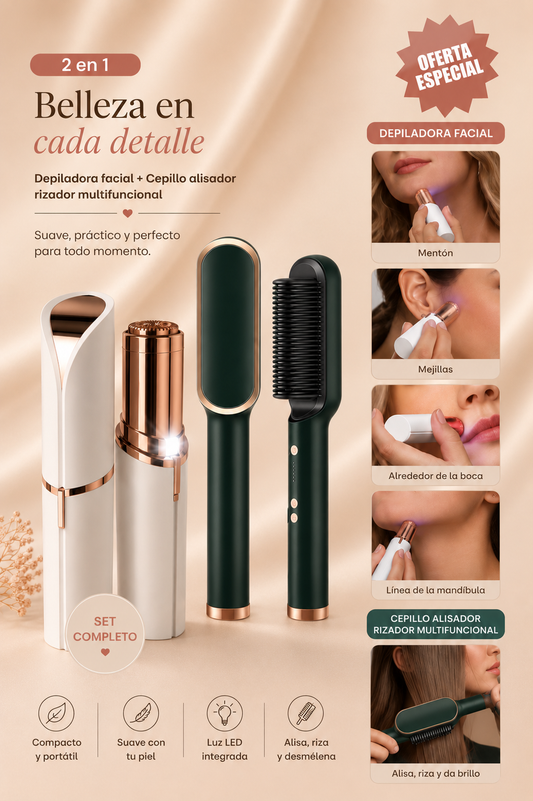 Depiladora Facial + Cepillo Alisador DE REGALO